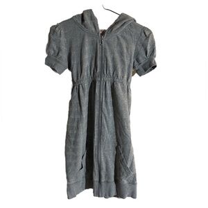 Juicy Couture Dress Girls 14 Gray Hoodie Zip Up Metallic Stripe Y2K Junior XL